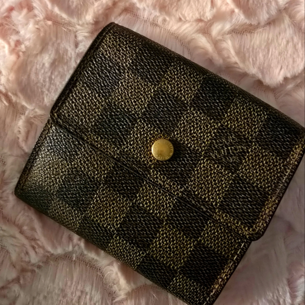Louis Vuitton Portefueille Elise Damier Brown Ebene Trifold Wallet